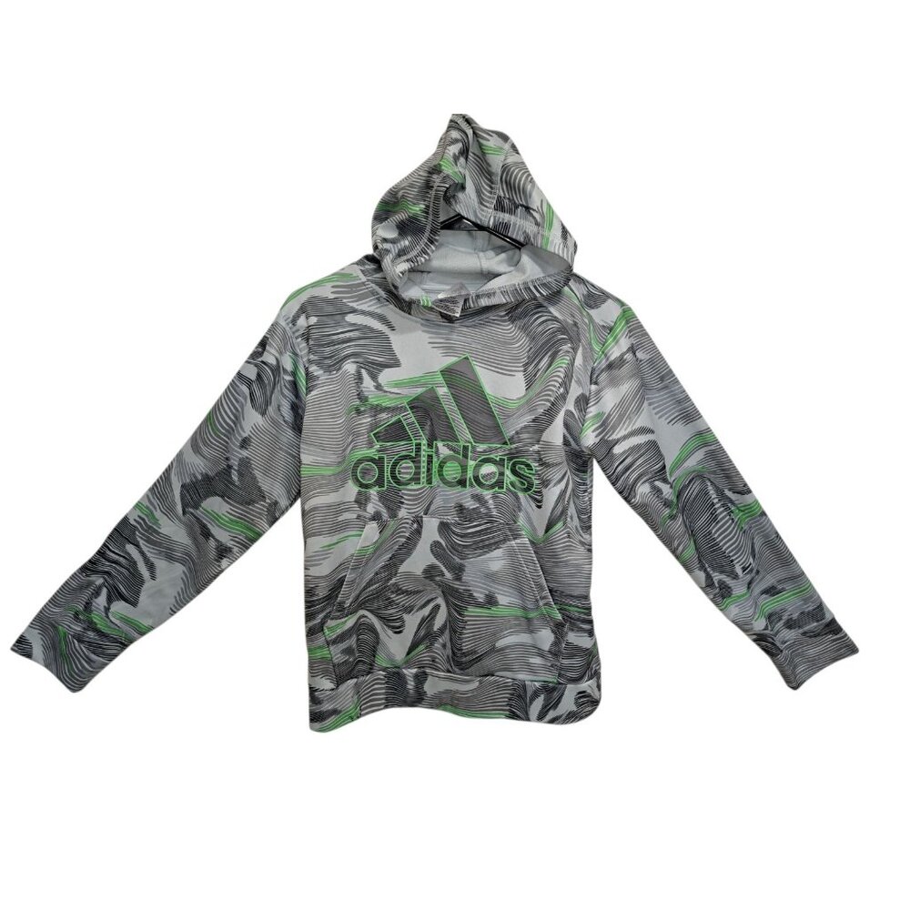 Adidas Youth Boys Hoodie & T-shirt M Preppy Streetwear Green Gray Camo Print